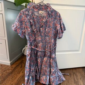 Millie Floral Mini Dress in Blue and Pink